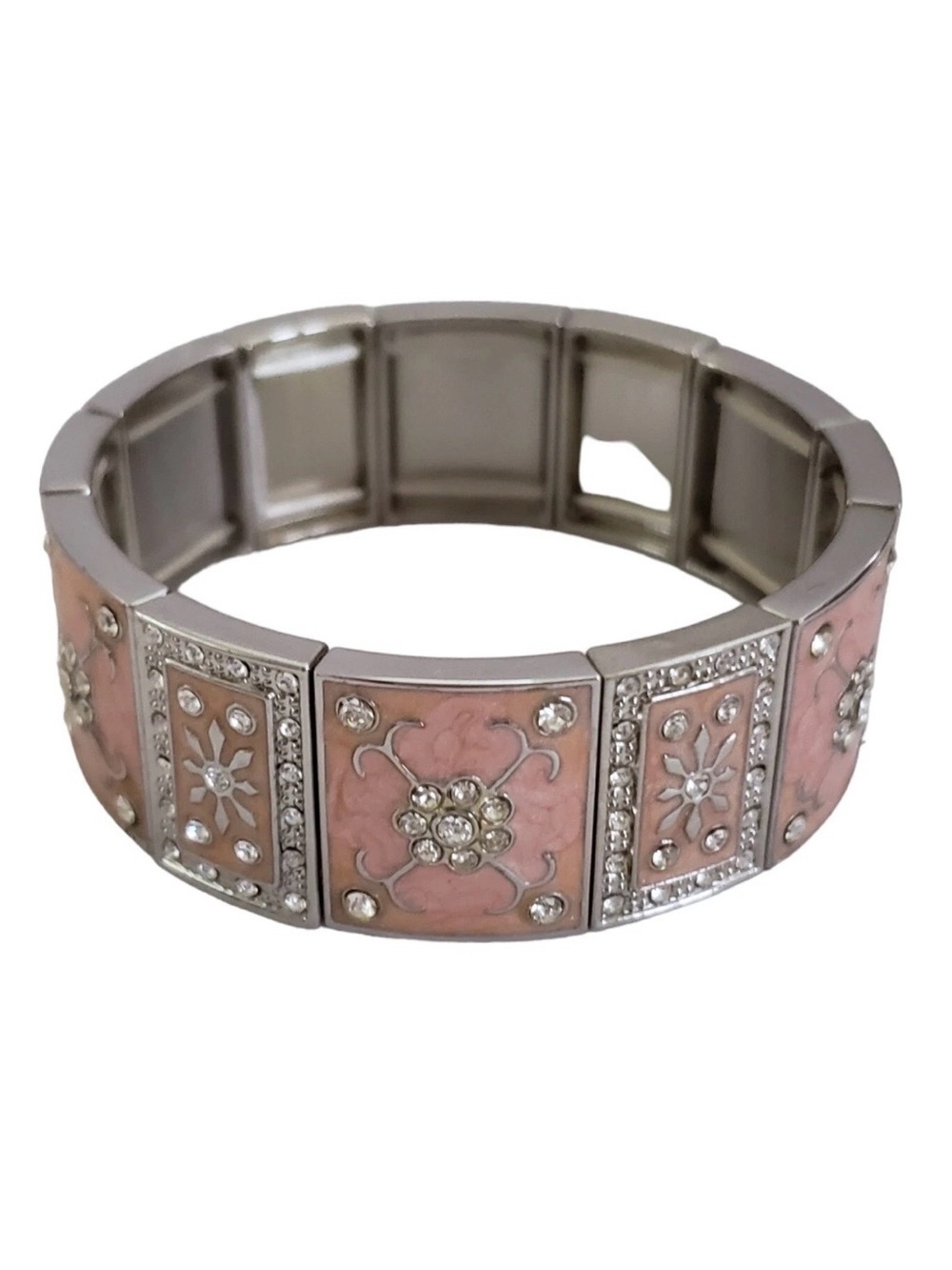 Mary Kay Vintage Stretch Bracelet – Pink Enamel & Crystals